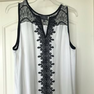 Market & Spruce black & white sleeveless blouse XL